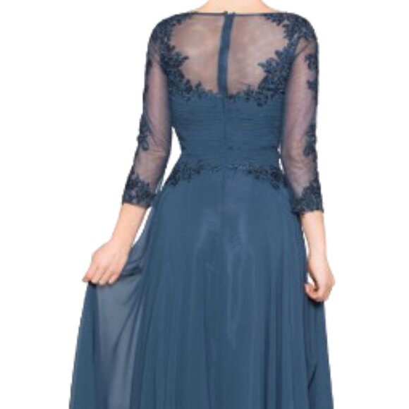 NWT Marsoni by Colors M237 Chiffon Mother of the Bride Dress Peacock Size 16 - Picture 2 of 9